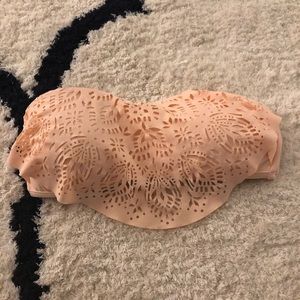 peach strapless bikini top